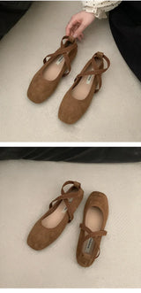 Ladies Ballet Shallow Flat Shoes Women's Retro Mary Jane Shoes Luxury