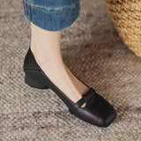 French Style Brown Sugar Mary Jane Flats for Women Square Toe Buckle