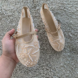 2026 Summer Women Mary Jane Shoes Embroidered Flower Brand Breathable