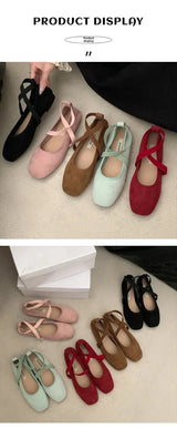Ladies Ballet Shallow Flat Shoes Women's Retro Mary Jane Shoes Luxury