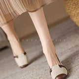 French Style Brown Sugar Mary Jane Flats for Women Square Toe Buckle