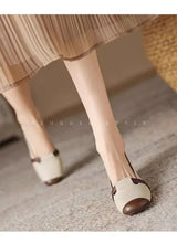 French Style Brown Sugar Mary Jane Flats for Women Square Toe Buckle