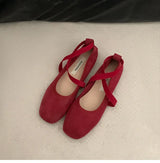 Ladies Ballet Shallow Flat Shoes Women's Retro Mary Jane Shoes Luxury
