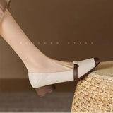 French Style Brown Sugar Mary Jane Flats for Women Square Toe Buckle