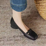 French Style Brown Sugar Mary Jane Flats for Women Square Toe Buckle