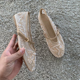 2026 Summer Women Mary Jane Shoes Embroidered Flower Brand Breathable