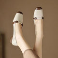 French Style Brown Sugar Mary Jane Flats for Women Square Toe Buckle