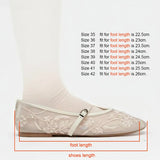 2026 New Women Mary Jane Flats Round Toe Floral Embroidered Mesh