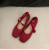 Ladies Ballet Shallow Flat Shoes Women's Retro Mary Jane Shoes Luxury