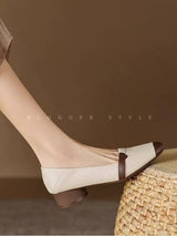 French Style Brown Sugar Mary Jane Flats for Women Square Toe Buckle