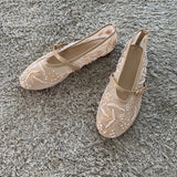 2026 Summer Women Mary Jane Shoes Embroidered Flower Brand Breathable