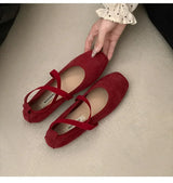 Ladies Ballet Shallow Flat Shoes Women's Retro Mary Jane Shoes Luxury